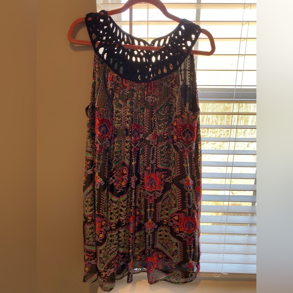 Anthropologie multicolor mini swing dress - size medium